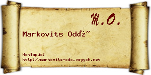 Markovits Odó névjegykártya